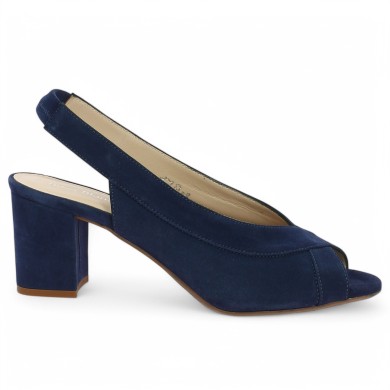 Louise - Escarpin Sandale with blue velvet heel - Ceremonial Shoes Large Size - Shoesissime