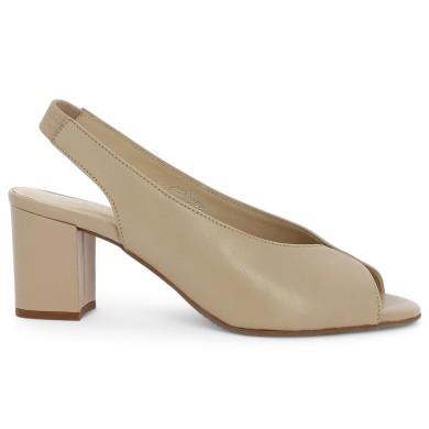 Appoline - Dress sandal with beige heel - Elegant plus size women's shoes - Shoesissime