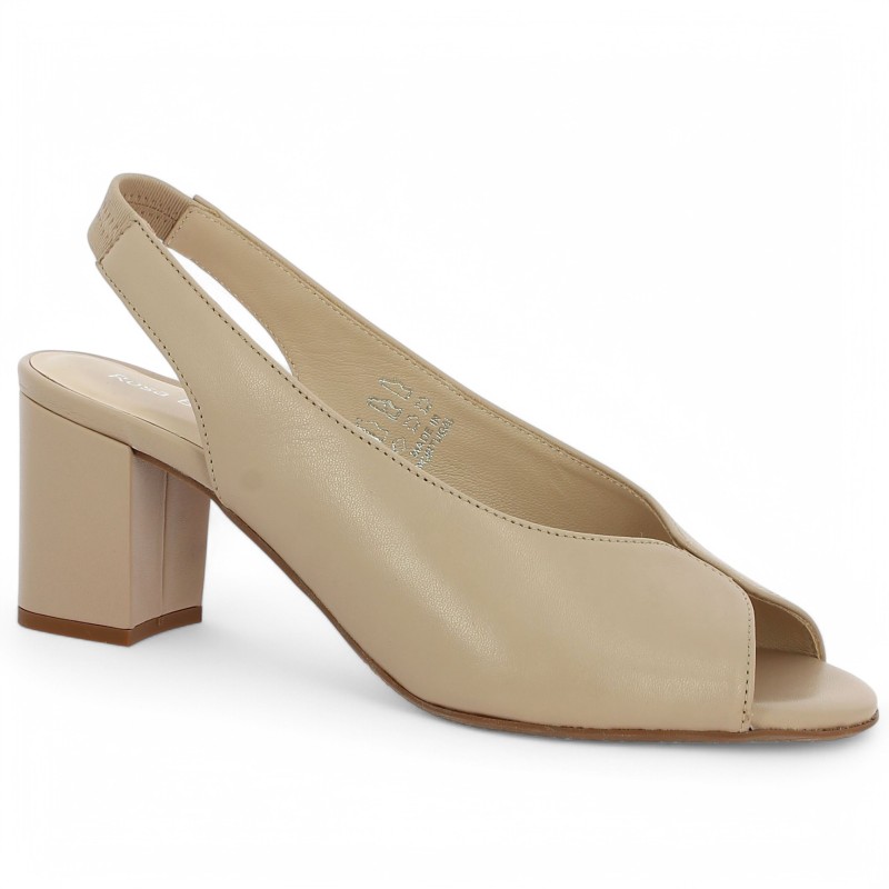 Sandale habillée talon beige 42, 43, 44, 45 Shoesissime, vue profil