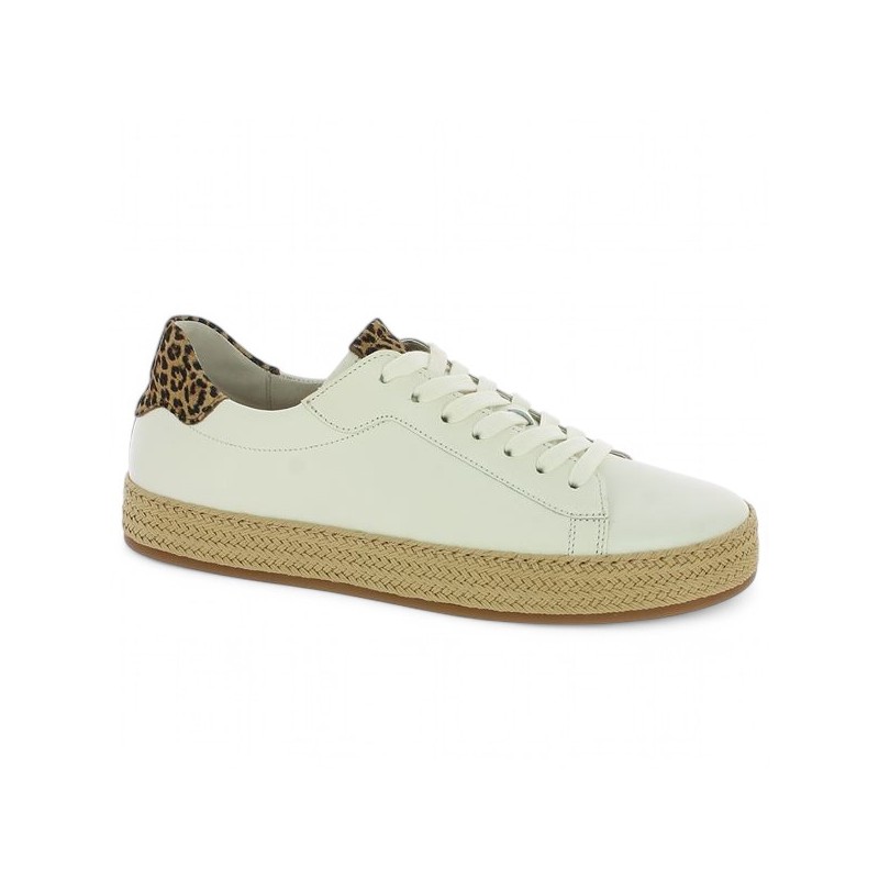 63.270.22 baskets Gabor grande taille cuir blanc et rafia Shoesissime, vue profil