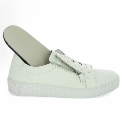 sneakers blanches femme grande pointure fermeture éclair Gabor Shoesissime, vue détails