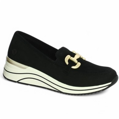 Polly - Black wedge loafer D0T12-02 - Baskets Remonte 42, 43, 44, 45 - Shoesissime