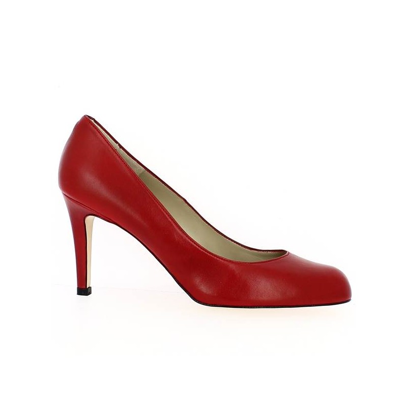 Red Leather Court Shoe Large Size for Women - Shoesissime - Grande Pointure Store