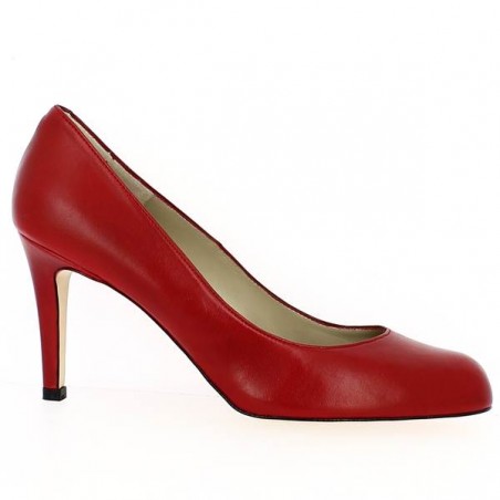 Red Leather Court Shoe Large Size for Women - Shoesissime - Grande Pointure Store