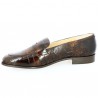 Modern brown crocodile print moccasin in large sizes 42 43 44 45