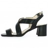 Black nude foot large size woman straps crossed, interior view