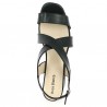 Black sandal large size woman straps crossed, seen above