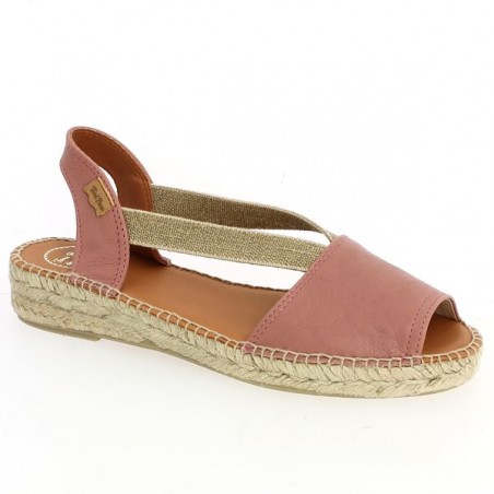 espadrille rose bout ouvert chaussures grandes tailles femme été, vue profil