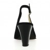 black sling back pump large size, heel view