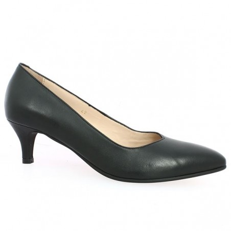 Escarpin noir petit talon fin grande taille, vue profil